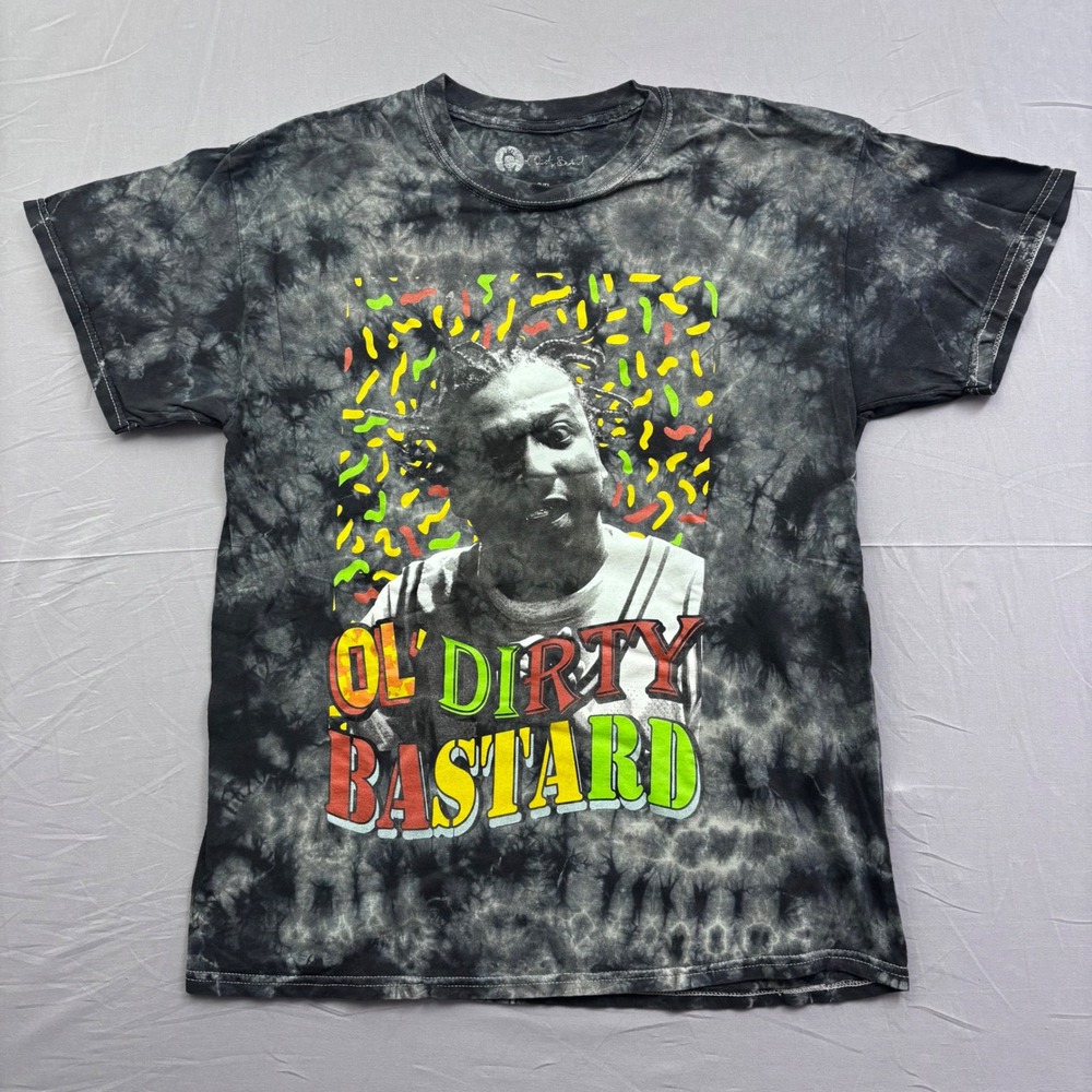 Ol' Dirty ODB Tie Dye Graphic T-Shirt Mens Small Wu-Tang Clan Hip Hop Black